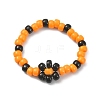 3Pcs 3 Style Glass Seed Beaded Flower Stretch Rings Set for Halloween RJEW-TA00073-3