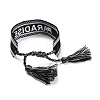 Word Paradise Polycotton(Polyester Cotton) Braided Bracelet with Tassel Charm LS-BJEW-F429-09-3