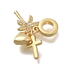 Brass Micro Pave Clear Cubic Zirconia European Dangle Charms KK-D431-033F-G-2