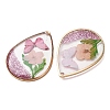 Brass & Transparent Epoxy Resin & Dried Flower Pendants RESI-G133-05G-03-2