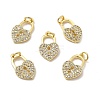 Brass Micro Pave Clear Cubic Zirconia Pendants KK-E068-VB159-3