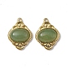 PVD Vacuum Plating 201 Stainless Steel Natural Green Aventurine Pendants STAS-C064-VC881-2