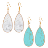 ANATTASOUL 2 Pairs 2 Style Synthetic Turquoise & Natural Howlite Teardrop Dangle Earrings EJEW-AN0002-33-1