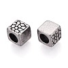 304 Stainless Steel Textured European Style Large Hole Beads STAS-T072-110AS-2