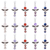 30Pcs 5 Style Natural Round Gemstone Pendant Decorations HJEW-AR0001-03-1