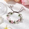4Pcs Electroplated Natural Rose Quartz & Amethyst & Green Aventurine Olive Jade Chip Bead Braided Bead Bracelets for Women BJEW-TA00610-4