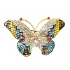 Golden Plated Alloy Colorful Rhinestone Insect Brooches JEWB-L017-07G-02-1