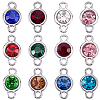 48Pcs 12 Colors Faceted Glass Flat Round Connector Charms FIND-SC0023-35-1