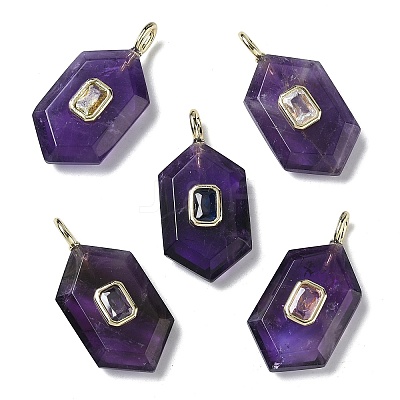 Natural Amethyst Faceted Pendants G-F819-01G-03-1