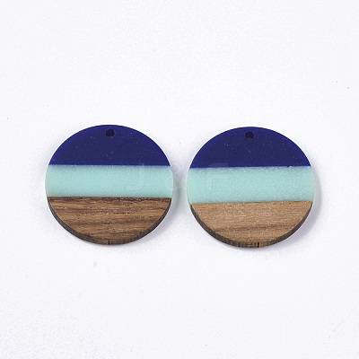 Tri-color Resin & Walnut Wood Pendants RESI-S358-78K-1