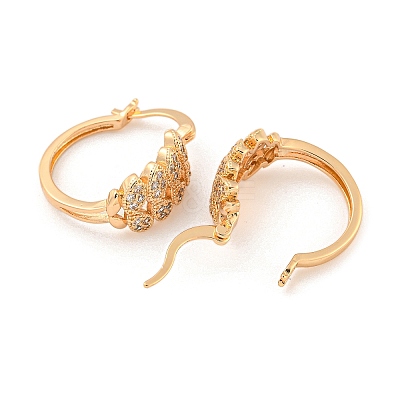 Brass Micro Pave Clear Cubic Zirconia Hoop Earrings EJEW-A107-05A-KCG-1