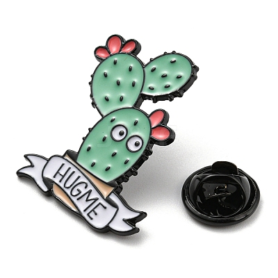 Cactus with Word Hug Me Enamel Pins JEWB-Q031-04EB-01-1