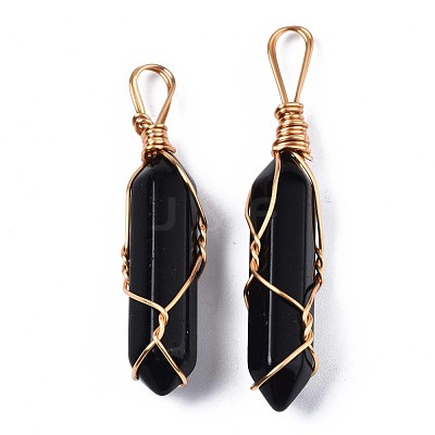 Natural Black Stone Big Pendants G-T122-70A-1