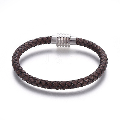 Leather Braided Cord Bracelets BJEW-E352-21P-1