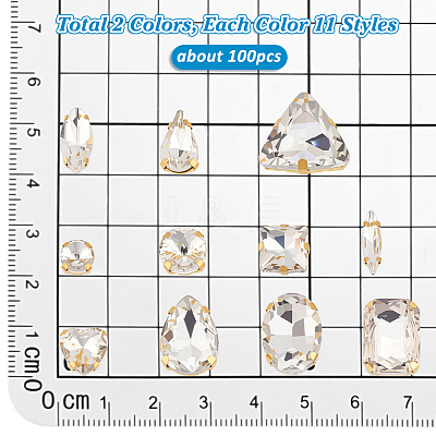 2 Bags 2 Colors Glass Sew on Rhinestones GACR-PH0008-04-1
