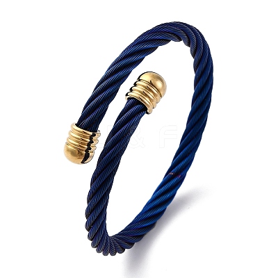 304 Stainless Steel Torque Bangles for Women Men BJEW-G584-18G-03-1