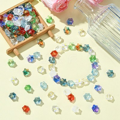 100Pcs 9 Colors Transparent Glass Beads GLAA-CJ0002-53-1