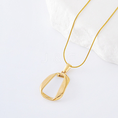 3Pcs Geometric Twisted Oval Stainless Steel White Enamel Pendant Necklaces for Women LV4552-1