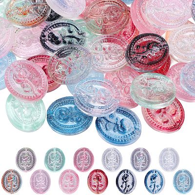 52Pcs 13 Colors Baking Paint Transparent Glass Beads GLAA-SC0003-18-1