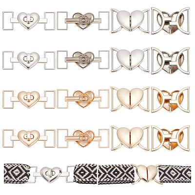 16Pcs 4 Styles Alloy Heart Shaped Buckle FIND-WR0010-54-1