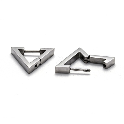 Tarnish Resistant 304 Stainless Steel Triangle Huggie Hoop Earrings STAS-H156-02B-P-1
