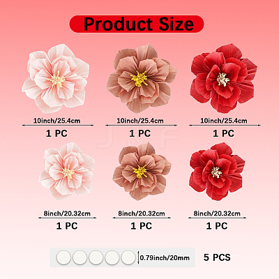 6Pcs Crepe Paper Artificial Flowers DIY-WH20007-272B-1