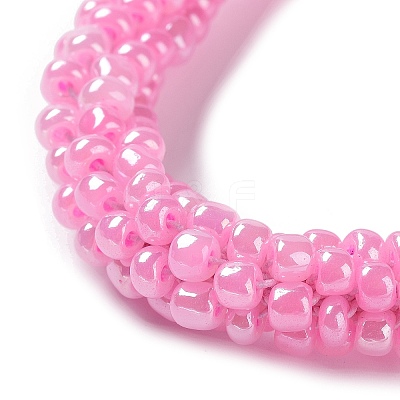 Crochet Glass Beads Braided Stretch Bracelet BJEW-K232-01R-1