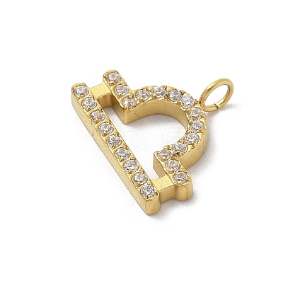 Ion Plating(IP) 304 Stainless Steel Micro Pave Cubic Zirconia Charms STAS-Z107-09G-06-1