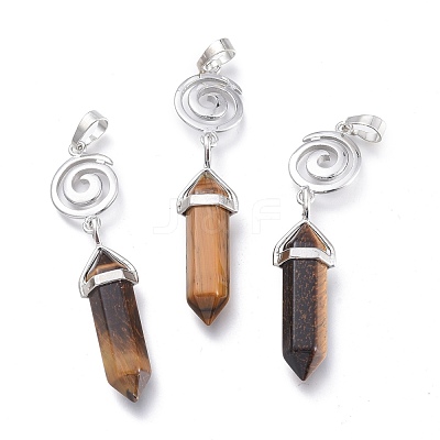 Natural Tiger Eye Pointed Big Pendants G-D0021-01P-23-1