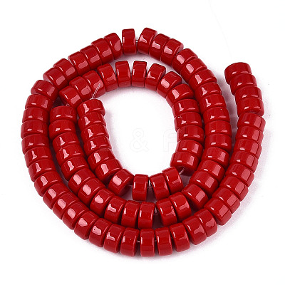 Opaque Solid Color Glass Beads Strands GLAA-N026-4x8mm-06-1