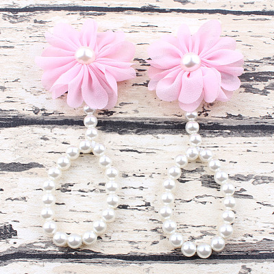 Cloth 3D Flower Plastic Imitation Pearl Beaded Barefoot Infnat Toe Anklets FS-WG366B4-04-1