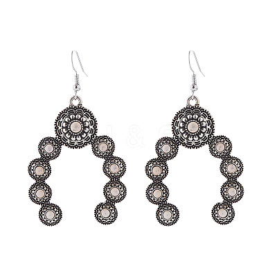 Alloy Synthetic Turquoise Arch Dangle Earrings FS-WG5C75B-01-1