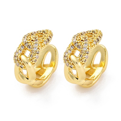 Rack Plating Brass Micro Pave Clear Cubic Zirconia Cuff Earrings EJEW-H147-11G-1