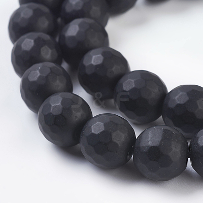 Synthetic Black Stone Beads Strands X-G-C059-10mm-1-1