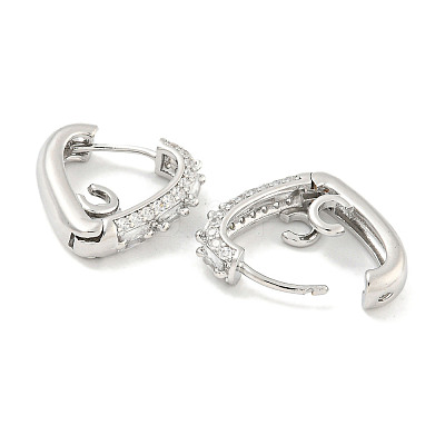 Brass Micro Pave Clear Cubic Zirconia Hoop Earrings EJEW-S228-11P-1