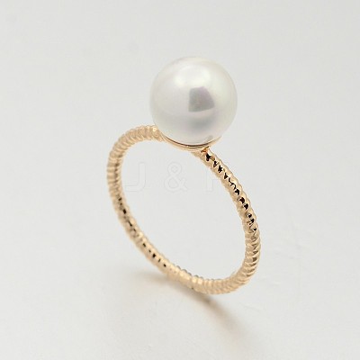 Brass Acrylic Pearl Finger Rings for Wedding Jewelry RJEW-J061-RG-1