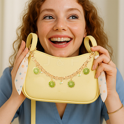 3Pcs 3 Styles Alloy Enamel Fruit Charm Iron Bag Decorative Chains HJEW-PH02185-1
