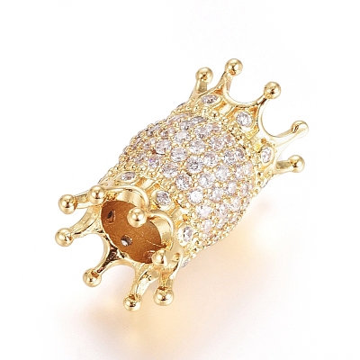 Brass Micro Pave Cubic Zirconia European Beads ZIRC-G166-46G-1
