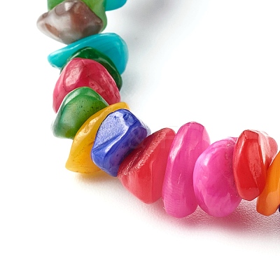 Natural Dyed Chip Shell Beads Stretch Bracelets for Children BJEW-JB06395-01-1