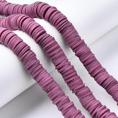 Flat Round Handmade Polymer Clay Beads CLAY-R067-12mm-05-1