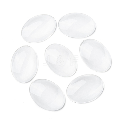 Transparent Oval Glass Cabochons X-GGLA-R022-35x25-1
