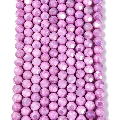 Ombre Effect Dyed Electroplate Opaque Glass Beads Strands EGLA-Q130-01A-14-1