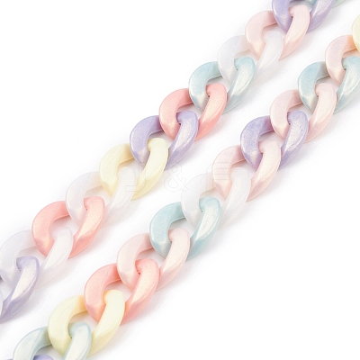 Spray Painted Acrylic Curb Chains AJEW-JB01086-1