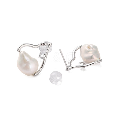 925 Sterling Silver Studs Earring EJEW-H002-01P-1