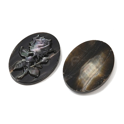 Natural Black Lip Shell Carved Cabochons SSHEL-B006-08-1