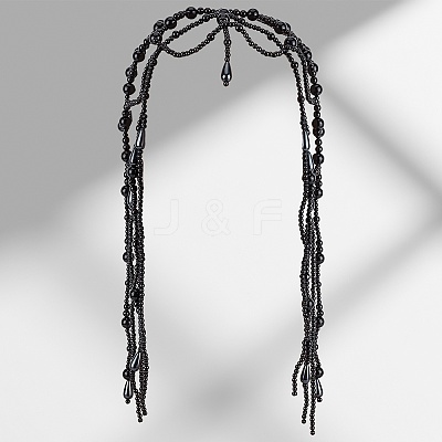 1Pc Plastic Beads Hair Chain Hat for Bridal OHAR-GF0001-52A-1