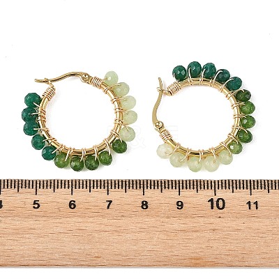 Dyed Natural Malaysia Jade Rondelle Bead & 201 Stainless Steel Hoop Earrings EJEW-JE07415-01-1