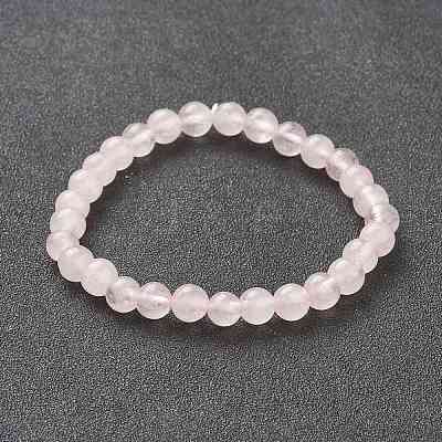 Natural Rose Quartz Beaded Stretch Bracelets BJEW-A117-B-11-1