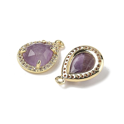 Natural Amethyst Faceted Teardrop Pendants G-U028-02G-03-1