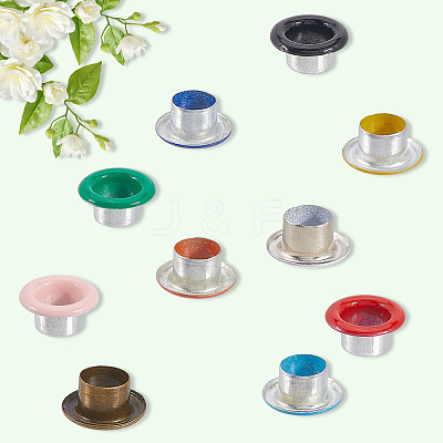 200 Sets 10 Colors Iron Grommet Eyelet Findings SCRA-GF0001-10B-03-1